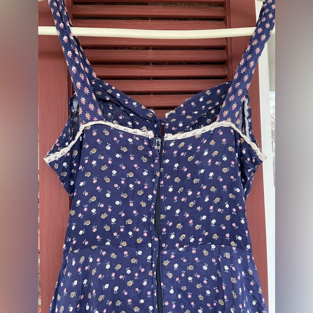 VTG 🦋Gunne Sax🦋 70’s Navy & Red Calico floral Cottage Core Prairie Dress✨ - Picture 16 of 16